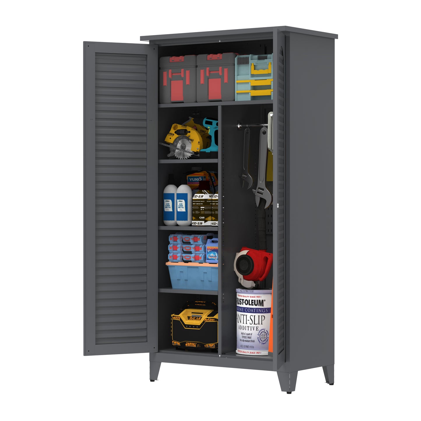73'' Tall Metal Tool Storage Cabinet, with Ample Storage Space for Garage,Warehouse,Garden,Office, Living Room,Bathroom,Utility Room ( Slate )