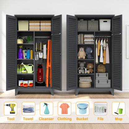 73'' Tall Metal Tool Storage Cabinet, with Ample Storage Space for Garage,Warehouse,Garden,Office, Living Room,Bathroom,Utility Room ( Slate )