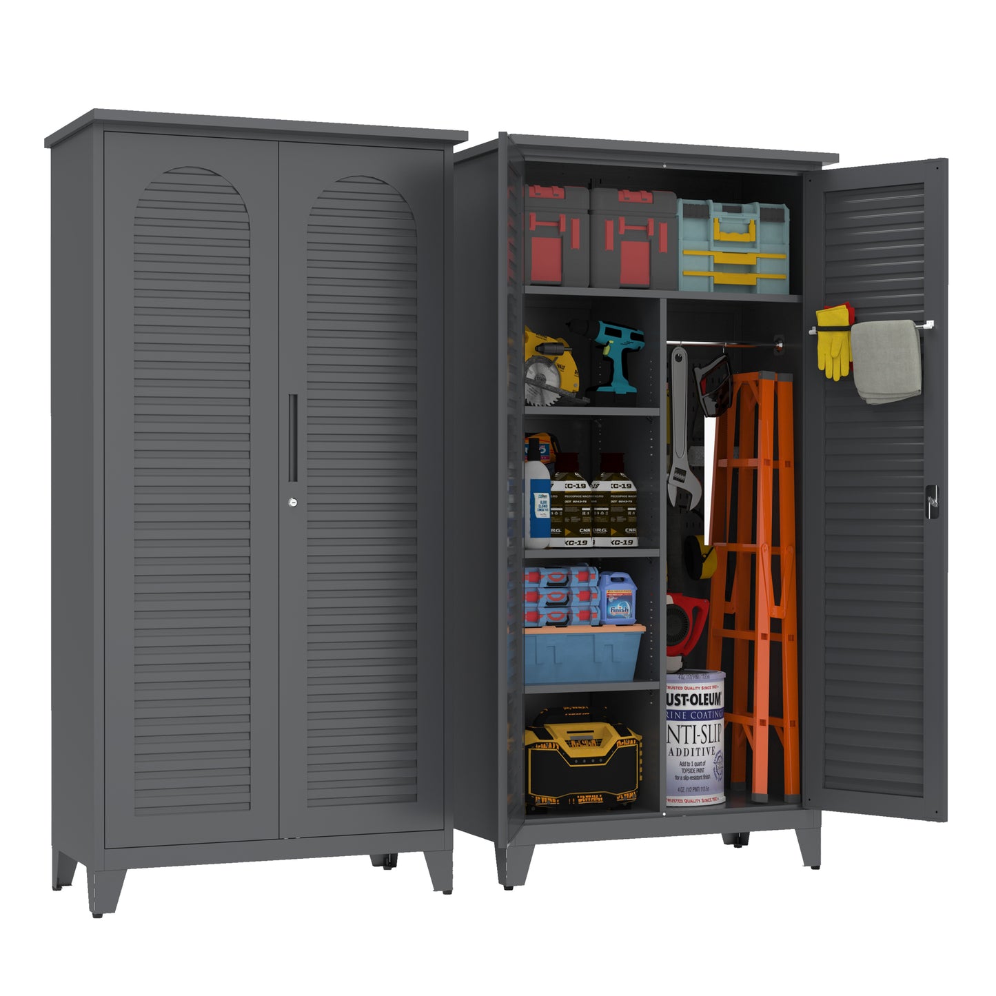 73'' Tall Metal Tool Storage Cabinet, with Ample Storage Space for Garage,Warehouse,Garden,Office, Living Room,Bathroom,Utility Room ( Slate )
