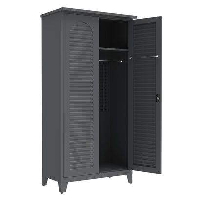 73'' Tall Metal Tool Storage Cabinet, with Ample Storage Space for Garage,Warehouse,Garden,Office, Living Room,Bathroom,Utility Room ( Slate )