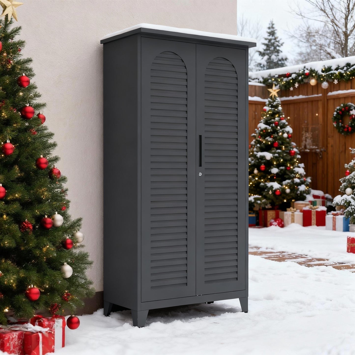 73'' Tall Metal Tool Storage Cabinet, with Ample Storage Space for Garage,Warehouse,Garden,Office, Living Room,Bathroom,Utility Room ( Slate )