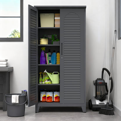 73'' Tall Metal Tool Storage Cabinet, with Ample Storage Space for Garage,Warehouse,Garden,Office, Living Room,Bathroom,Utility Room ( Slate )