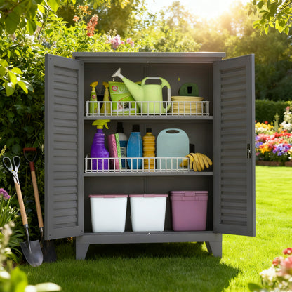 47'' Tall Metal Tool Storage Cabinet, with Ample Storage Space for Garage,Warehouse,Garden,Office, Living Room,Bathroom,Utility Room ( Slate )