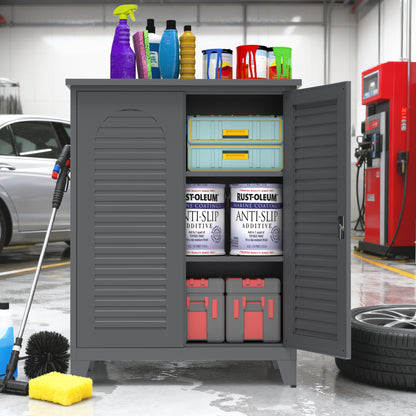 47'' Tall Metal Tool Storage Cabinet, with Ample Storage Space for Garage,Warehouse,Garden,Office, Living Room,Bathroom,Utility Room ( Slate )