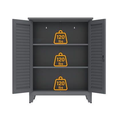 47'' Tall Metal Tool Storage Cabinet, with Ample Storage Space for Garage,Warehouse,Garden,Office, Living Room,Bathroom,Utility Room ( Slate )
