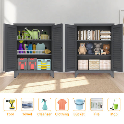 47'' Tall Metal Tool Storage Cabinet, with Ample Storage Space for Garage,Warehouse,Garden,Office, Living Room,Bathroom,Utility Room ( Slate )