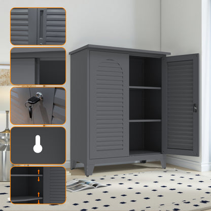 47'' Tall Metal Tool Storage Cabinet, with Ample Storage Space for Garage,Warehouse,Garden,Office, Living Room,Bathroom,Utility Room ( Slate )