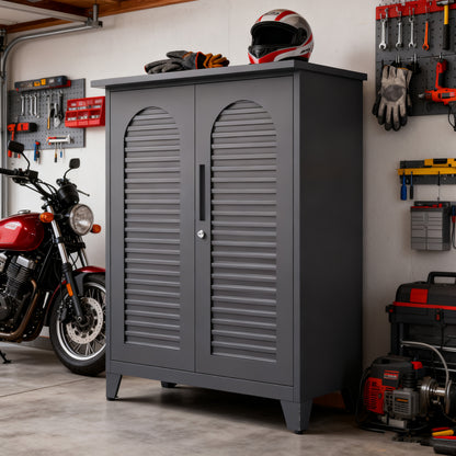 47'' Tall Metal Tool Storage Cabinet, with Ample Storage Space for Garage,Warehouse,Garden,Office, Living Room,Bathroom,Utility Room ( Slate )