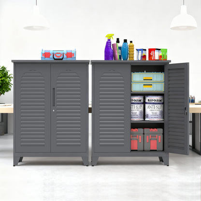 47'' Tall Metal Tool Storage Cabinet, with Ample Storage Space for Garage,Warehouse,Garden,Office, Living Room,Bathroom,Utility Room ( Slate )