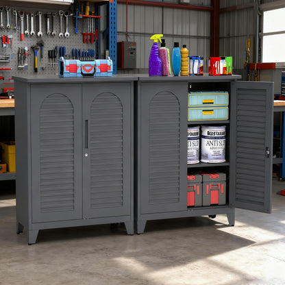 47'' Tall Metal Tool Storage Cabinet, with Ample Storage Space for Garage,Warehouse,Garden,Office, Living Room,Bathroom,Utility Room ( Slate )