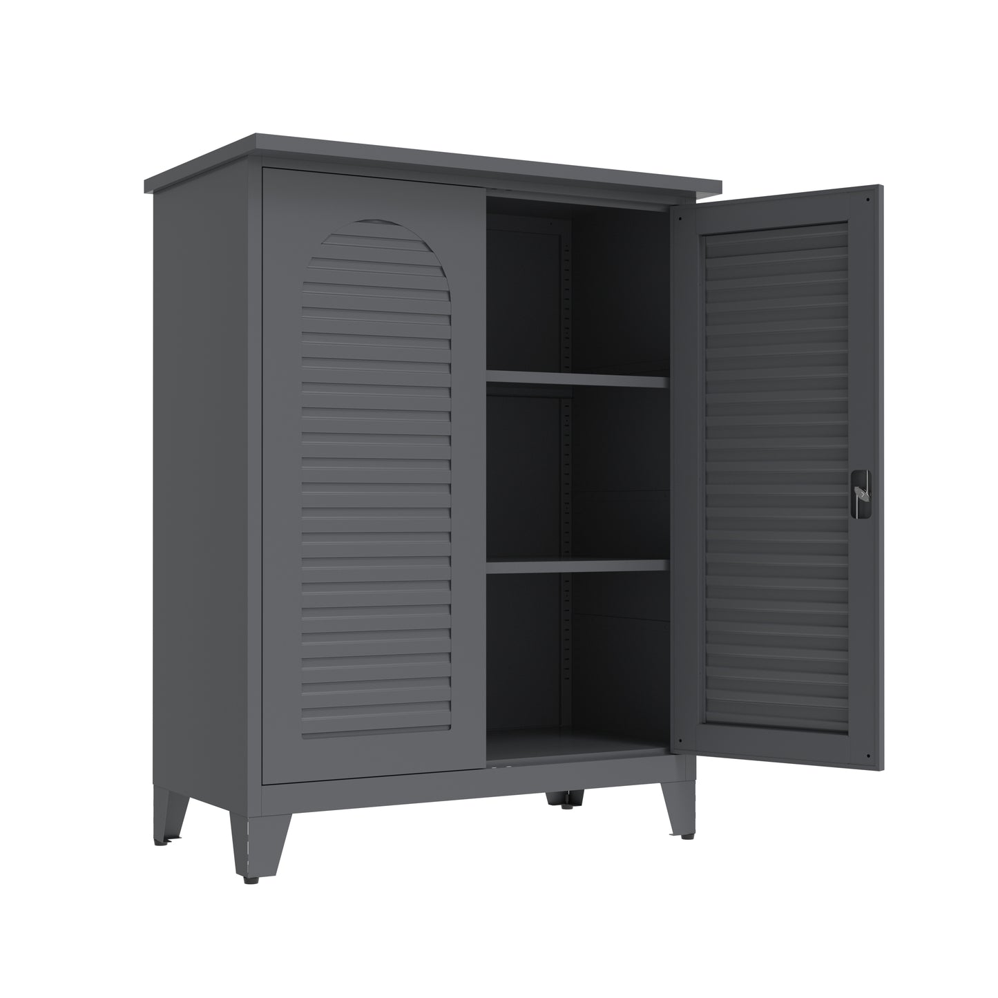 47'' Tall Metal Tool Storage Cabinet, with Ample Storage Space for Garage,Warehouse,Garden,Office, Living Room,Bathroom,Utility Room ( Slate )