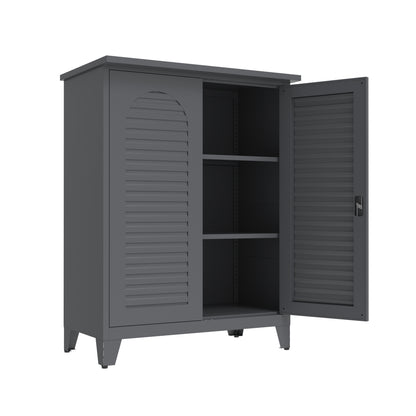 47'' Tall Metal Tool Storage Cabinet, with Ample Storage Space for Garage,Warehouse,Garden,Office, Living Room,Bathroom,Utility Room ( Slate )