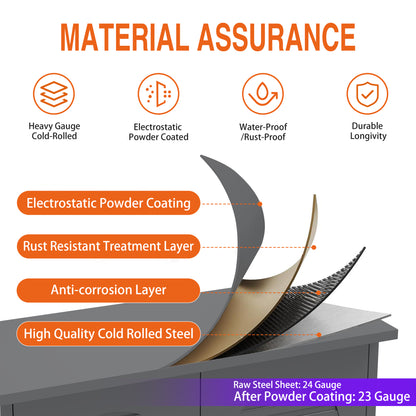 47'' Tall Metal Tool Storage Cabinet, with Ample Storage Space for Garage,Warehouse,Garden,Office, Living Room,Bathroom,Utility Room ( Slate )