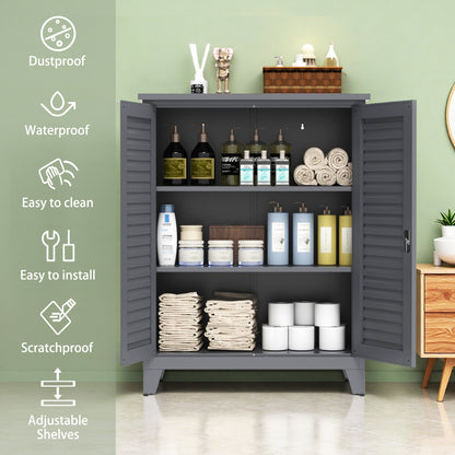 47'' Tall Metal Tool Storage Cabinet, with Ample Storage Space for Garage,Warehouse,Garden,Office, Living Room,Bathroom,Utility Room ( Slate )