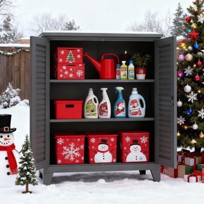 47'' Tall Metal Tool Storage Cabinet, with Ample Storage Space for Garage,Warehouse,Garden,Office, Living Room,Bathroom,Utility Room ( Slate )