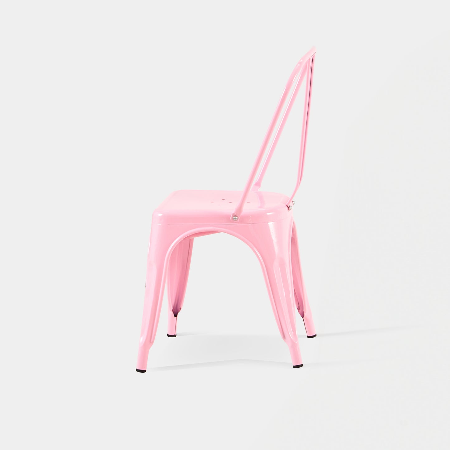 Set of 4 High Gloss Pink Industrial Metal Dining Chairs 18 Inch Seat Height Stackable Indoor Outdoor, Lightweight Easy-Clean Surface, Easy Assembly, Durable Modern Design,For Kitchen Cafe Bar