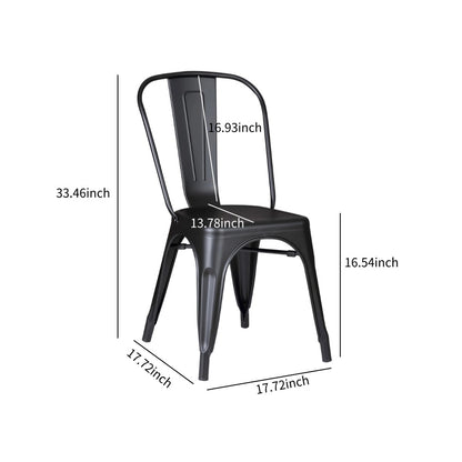 Set of 4 High Gloss Black Industrial Metal Dining Chairs 18 Inch Seat Height Stackable Indoor Outdoor, Lightweight Easy-Clean Surface, Easy Assembly, Durable Modern Design, For Kitchen Cafe Bar