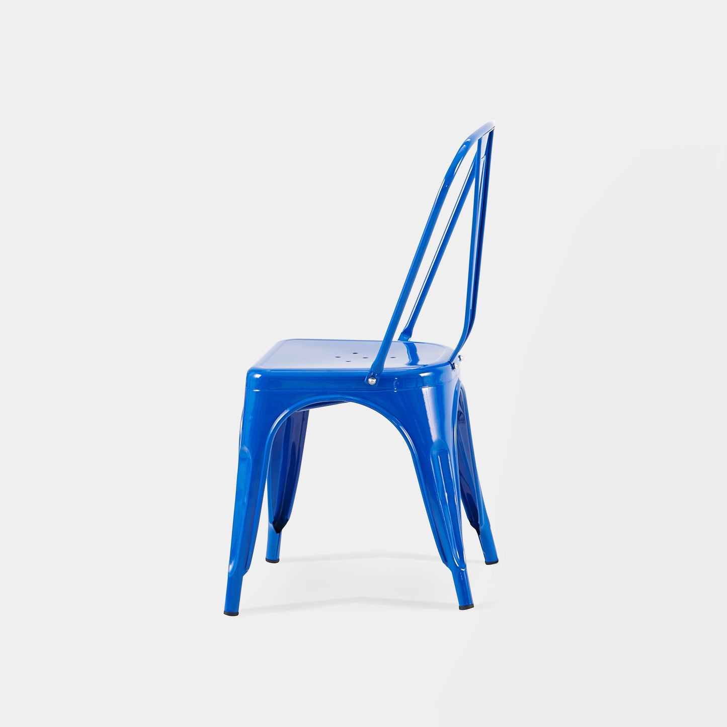 Set of 2 High Gloss Blue Industrial Metal Dining Chairs 18 Inch Seat Height Stackable Indoor Outdoor, Lightweight Easy-Clean Surface, Easy Assembly, Durable Modern Design, For Kitchen Cafe Bar