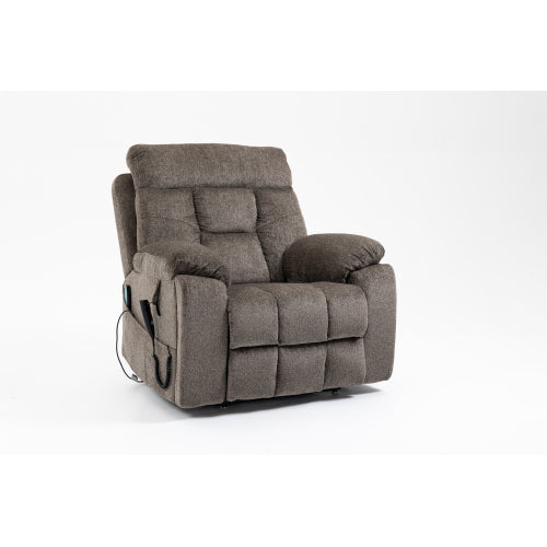Old age electric lift chair, flat high density foam electric sofa, with heating and massage functions, can tilt to 180 degrees, 2 pocket cup holders, 2 remote controls, dual OKIN motors