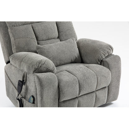 Old age electric lift chair, flat high density foam electric sofa, with heating and massage functions, can tilt to 180 degrees, 2 pocket cup holders, 2 remote controls, dual OKIN motors