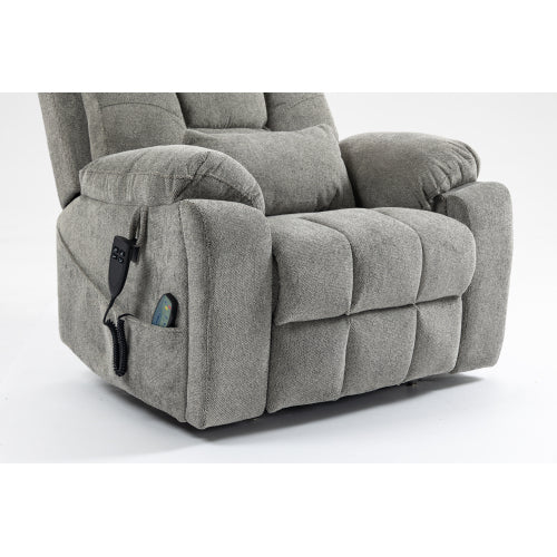 Old age electric lift chair, flat high density foam electric sofa, with heating and massage functions, can tilt to 180 degrees, 2 pocket cup holders, 2 remote controls, dual OKIN motors