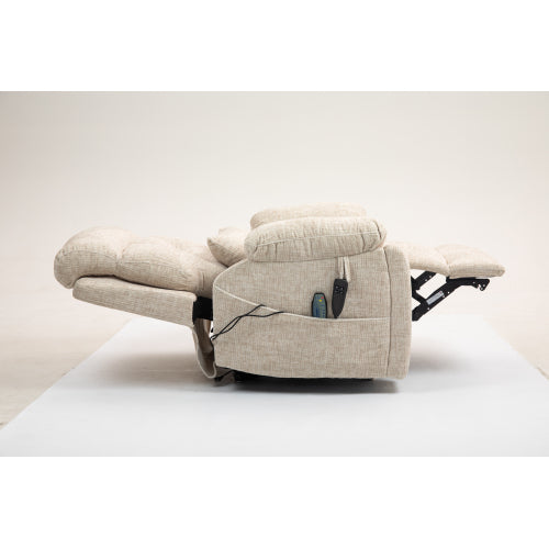 Old age electric lift chair, flat high density foam electric sofa, with heating and massage functions, can tilt to 180 degrees, 2 pocket cup holders, 2 remote controls, dual OKIN motors