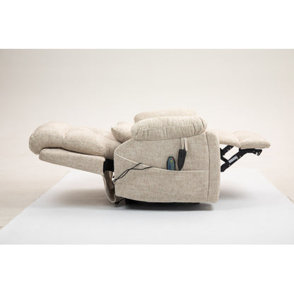 Old age electric lift chair, flat high density foam electric sofa, with heating and massage functions, can tilt to 180 degrees, 2 pocket cup holders, 2 remote controls, dual OKIN motors