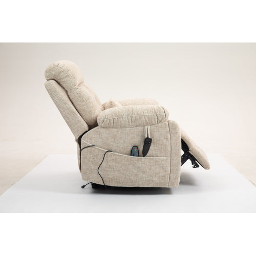 Old age electric lift chair, flat high density foam electric sofa, with heating and massage functions, can tilt to 180 degrees, 2 pocket cup holders, 2 remote controls, dual OKIN motors