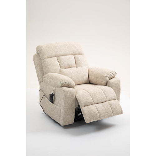Old age electric lift chair, flat high density foam electric sofa, with heating and massage functions, can tilt to 180 degrees, 2 pocket cup holders, 2 remote controls, dual OKIN motors