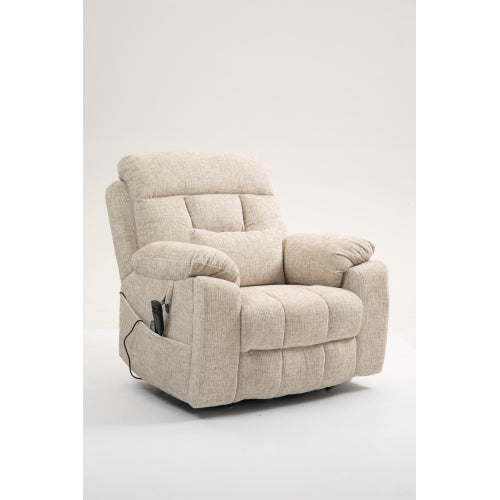 Old age electric lift chair, flat high density foam electric sofa, with heating and massage functions, can tilt to 180 degrees, 2 pocket cup holders, 2 remote controls, dual OKIN motors