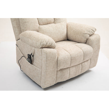 Old age electric lift chair, flat high density foam electric sofa, with heating and massage functions, can tilt to 180 degrees, 2 pocket cup holders, 2 remote controls, dual OKIN motors