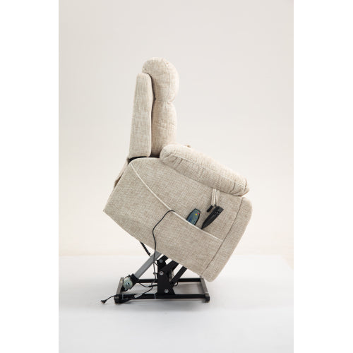 Old age electric lift chair, flat high density foam electric sofa, with heating and massage functions, can tilt to 180 degrees, 2 pocket cup holders, 2 remote controls, dual OKIN motors