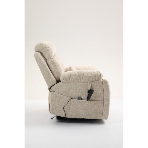 Old age electric lift chair, flat high density foam electric sofa, with heating and massage functions, can tilt to 180 degrees, 2 pocket cup holders, 2 remote controls, dual OKIN motors