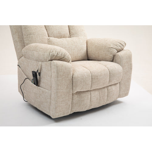 Old age electric lift chair, flat high density foam electric sofa, with heating and massage functions, can tilt to 180 degrees, 2 pocket cup holders, 2 remote controls, dual OKIN motors