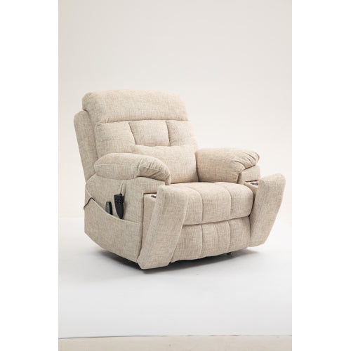 Old age electric lift chair, flat high density foam electric sofa, with heating and massage functions, can tilt to 180 degrees, 2 pocket cup holders, 2 remote controls, dual OKIN motors
