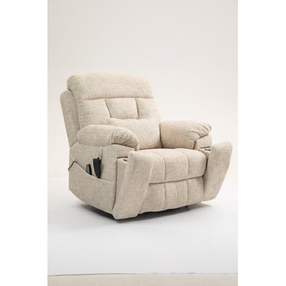 Old age electric lift chair, flat high density foam electric sofa, with heating and massage functions, can tilt to 180 degrees, 2 pocket cup holders, 2 remote controls, dual OKIN motors