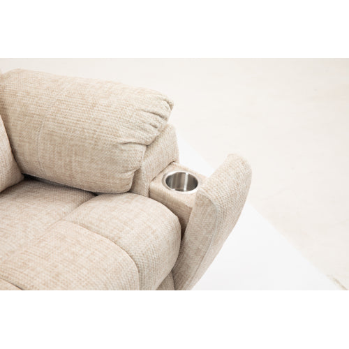 Old age electric lift chair, flat high density foam electric sofa, with heating and massage functions, can tilt to 180 degrees, 2 pocket cup holders, 2 remote controls, dual OKIN motors