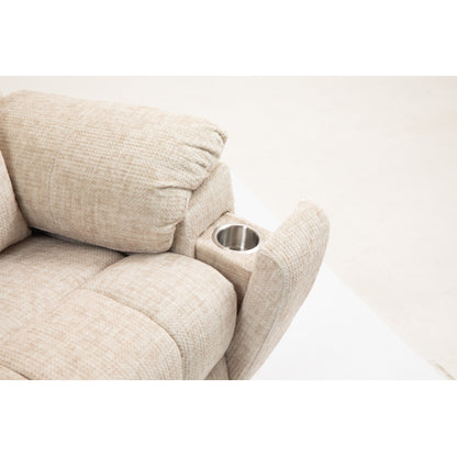 Old age electric lift chair, flat high density foam electric sofa, with heating and massage functions, can tilt to 180 degrees, 2 pocket cup holders, 2 remote controls, dual OKIN motors