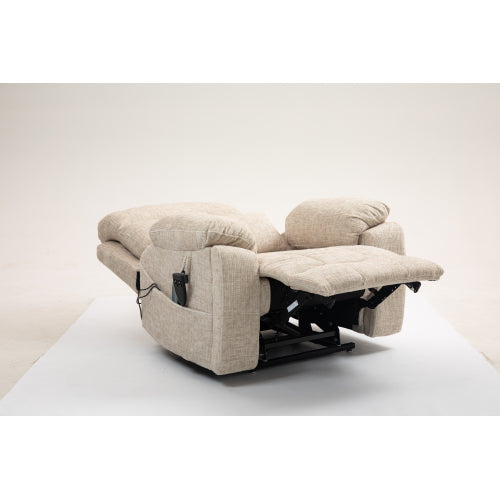 Old age electric lift chair, flat high density foam electric sofa, with heating and massage functions, can tilt to 180 degrees, 2 pocket cup holders, 2 remote controls, dual OKIN motors