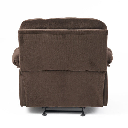 Luxurious Manual Recliner Chair in Chocolate with Skin-Friendly Fabric and Dual Cup Holders