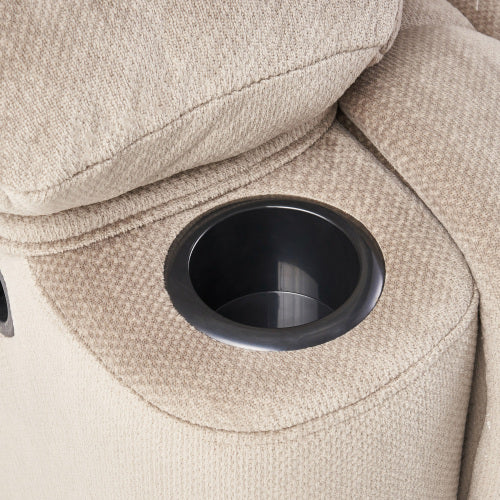 Luxurious Manual Recliner Chair in Coffee, Skin-Friendly Fabric, Dual Cup Holders