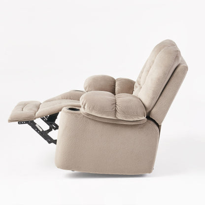 Luxurious Manual Recliner Chair in Coffee, Skin-Friendly Fabric, Dual Cup Holders