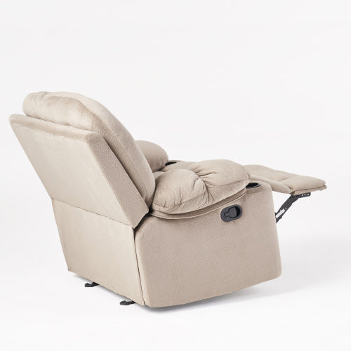 Luxurious Manual Recliner Chair in Coffee, Skin-Friendly Fabric, Dual Cup Holders