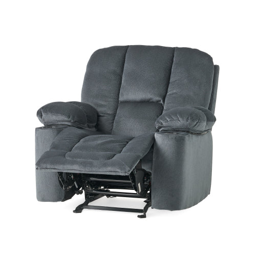 Luxurious Manual Recliner Chair in Silver with Skin-Friendly Fabric and Dual Cup Holders