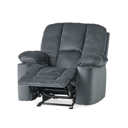 Luxurious Manual Recliner Chair in Silver with Skin-Friendly Fabric and Dual Cup Holders
