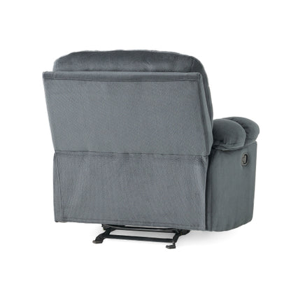 Luxurious Manual Recliner Chair in Silver with Skin-Friendly Fabric and Dual Cup Holders