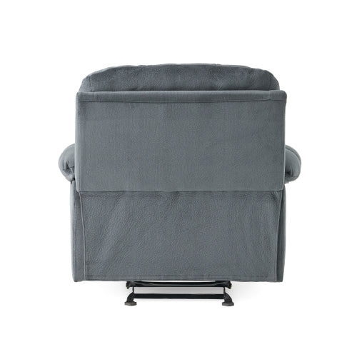 Luxurious Manual Recliner Chair in Silver with Skin-Friendly Fabric and Dual Cup Holders