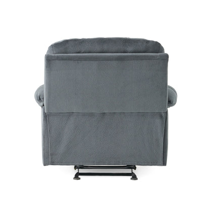 Luxurious Manual Recliner Chair in Silver with Skin-Friendly Fabric and Dual Cup Holders
