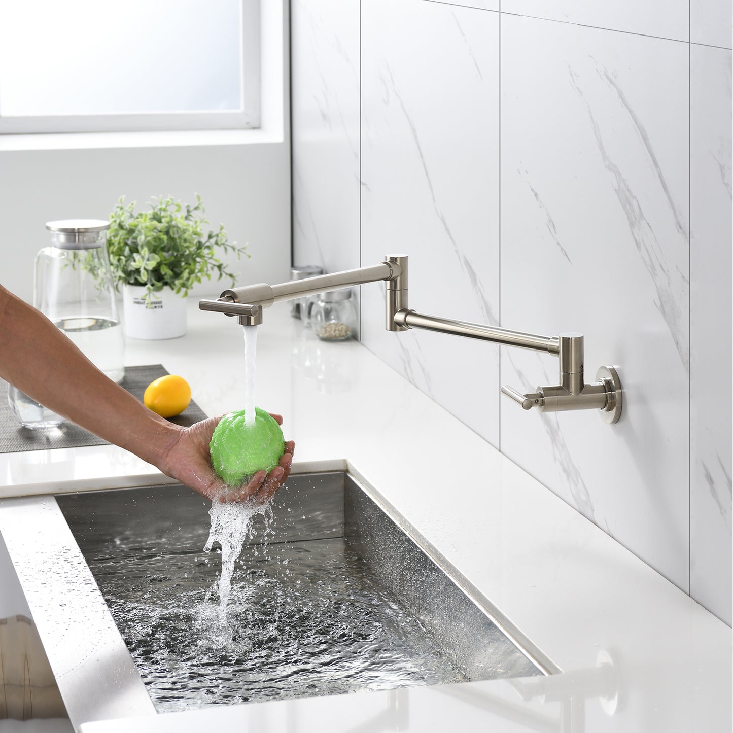 Wall Mount Folding Kitchen Pot Filler Faucet