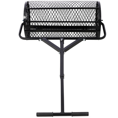 Peat Moss Spreader 24inch,Compost Spreader Metal Mesh,T shaped Handle for planting seeding,Lawn and Garden Care Manure Spreaders Roller ,black